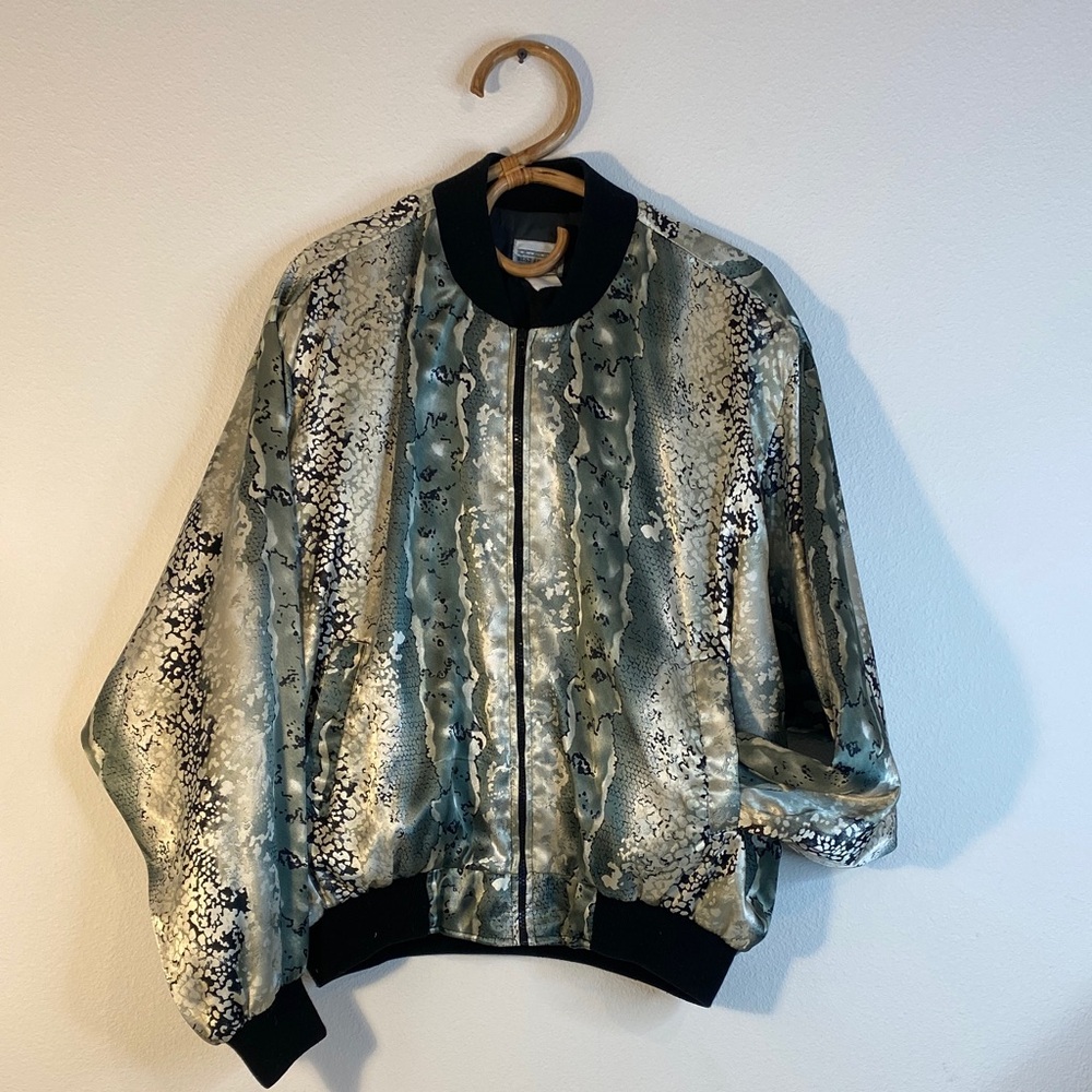 Snakeskin Metallic Bomber Jacket 80s